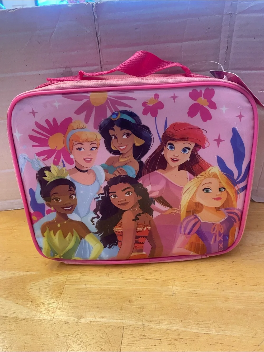 Disney Princess Pink soft sided lunch Tote with Multi-Princess Art NWT